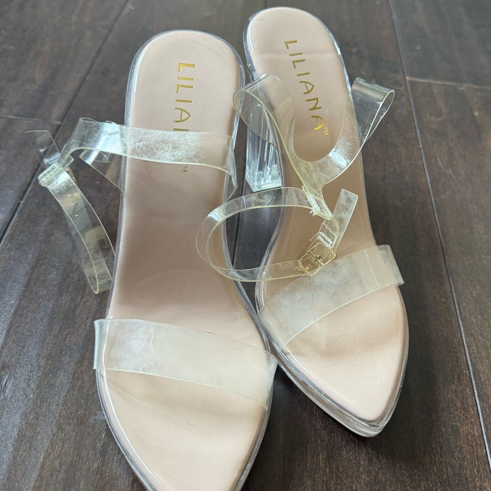Clear platform heels